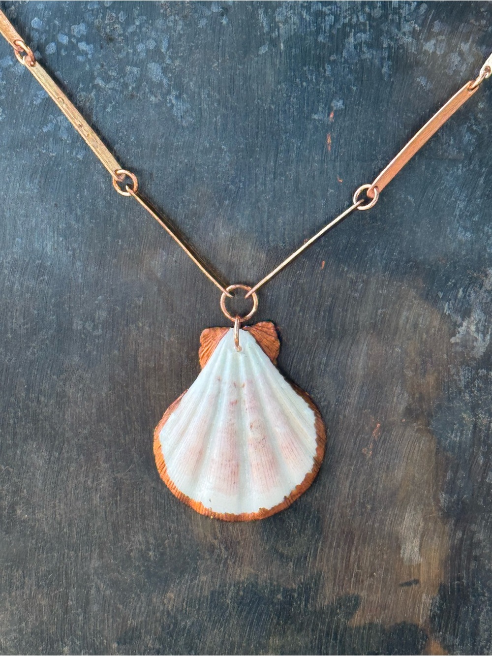 Delicate White Shell Pendant Necklace with Rose Gold Chain